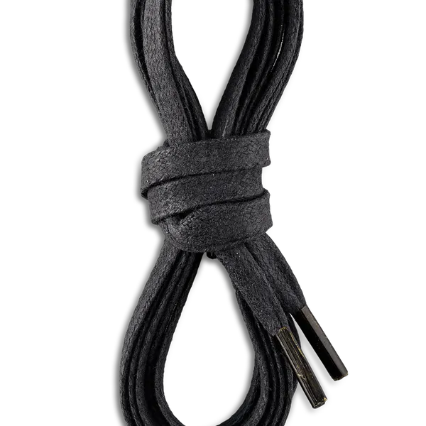 60-Inch Black Flat Waxed Boot Laces 93007