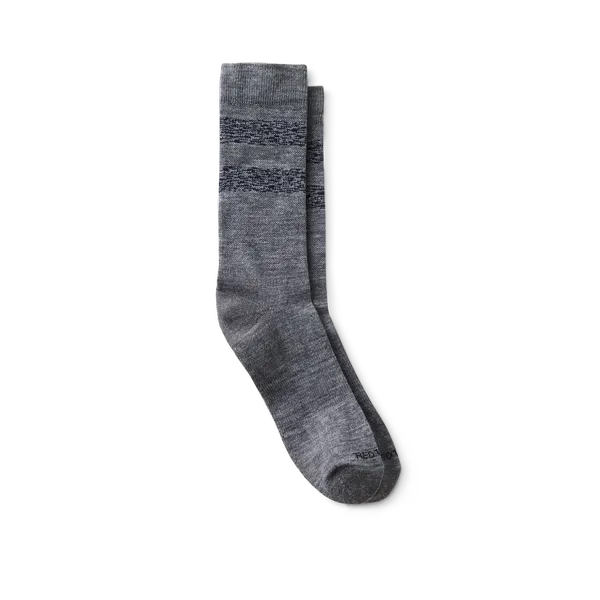 Unisex Wool Blend Striped Crew Socks in Gray/Navy