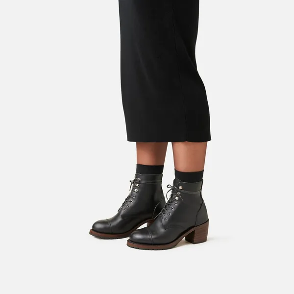 Women's Eileen Heeled Boot in Black Leather 3400 - Image 2