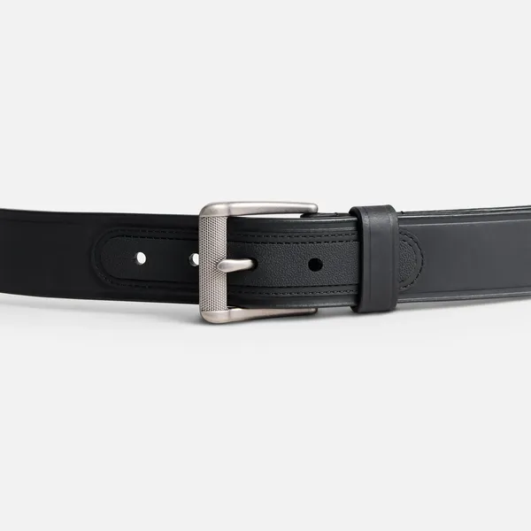 Men's Leather Belt in Black 96536 - Image 2