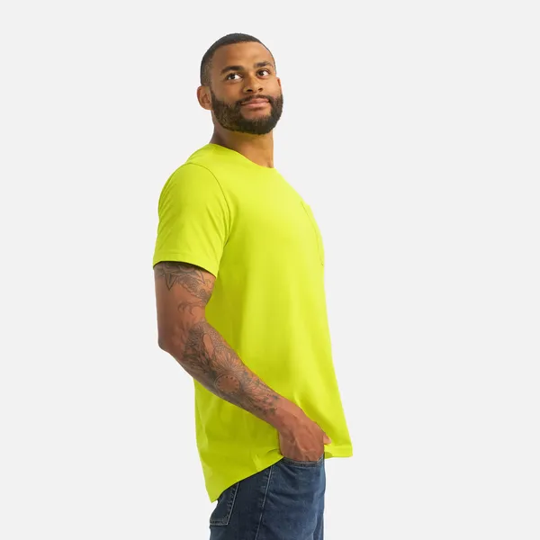 Men's Short Sleeve Pocket T-Shirt in Bright Green 98472 - Image 3