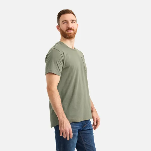 Men's Short Sleeve Pocket T-Shirt in Olive Green 98473 - Image 3