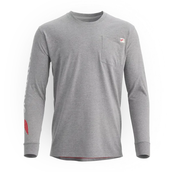 Men's Long Sleeve Classic Pocket Tee in Dark Gray 98475