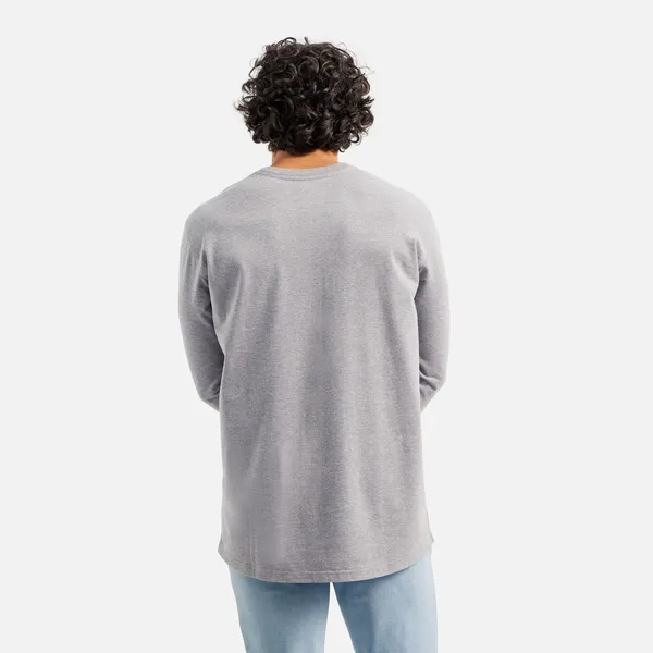 Men's Long Sleeve Classic Pocket Tee in Dark Gray 98475 - Image 4