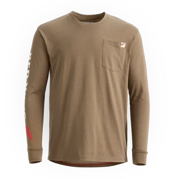 Men's Long Sleeve Classic Pocket Tee in Brown