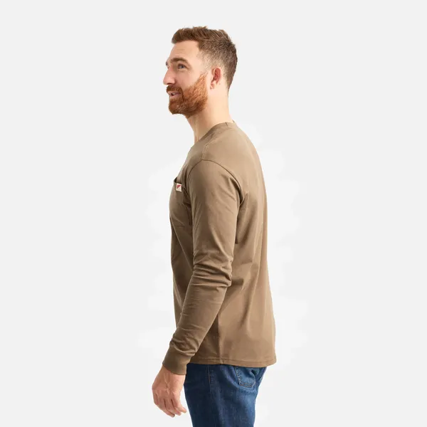 Men's Long Sleeve Classic Pocket Tee in Brown - Image 5