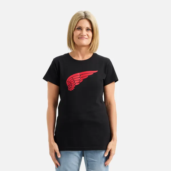 Women's Short Sleeve Classic Wing Tee in Black 98484 - Image 2