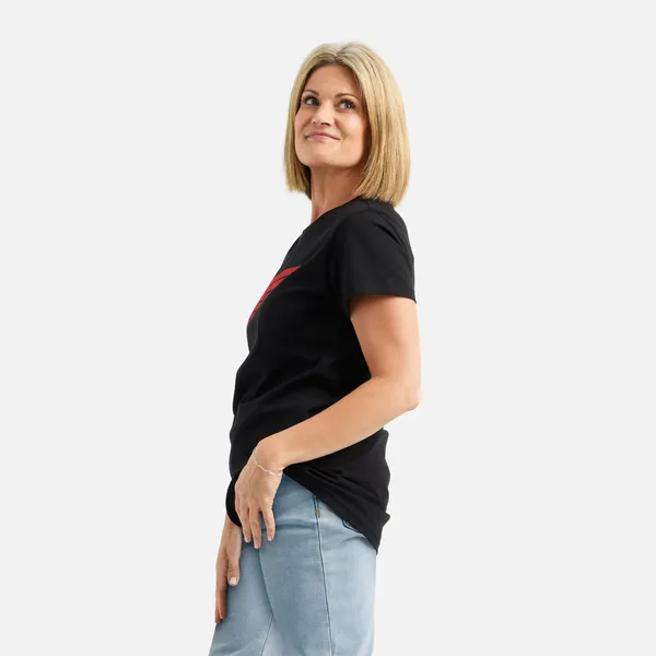 Women's Short Sleeve Classic Wing Tee in Black 98484 - Image 5